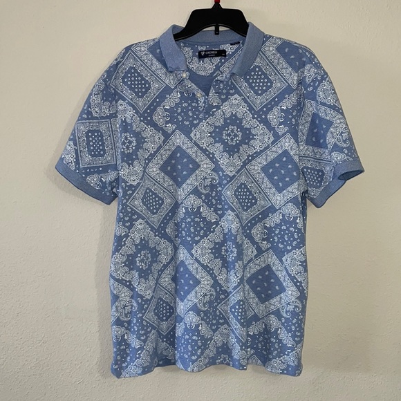 Other - Men paisley light blue polo shirt
